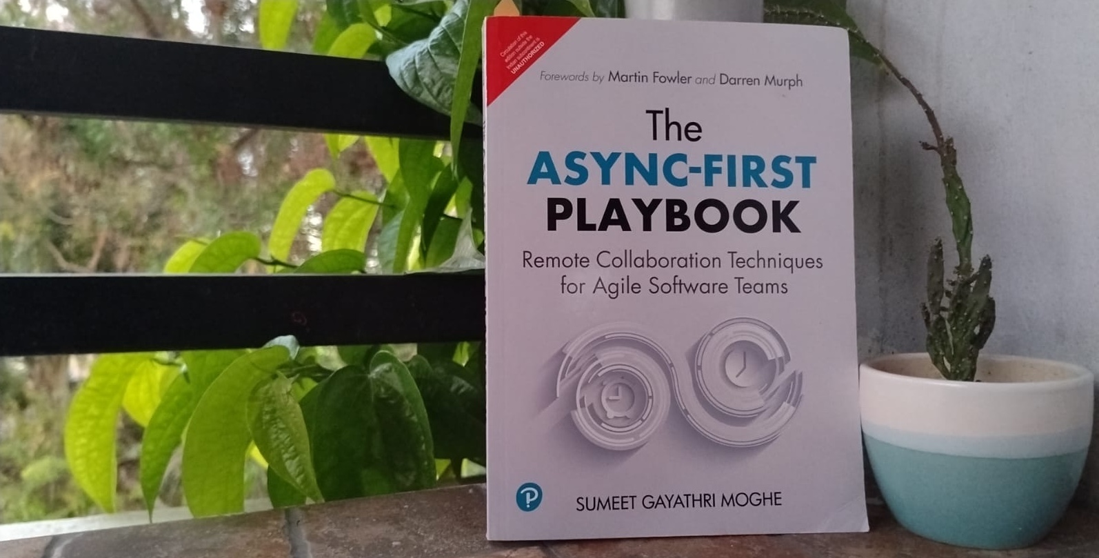 The Async-First Playbook photo with plant in outdoor